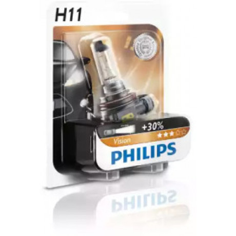 Лампа накалу  H11 12V 55W PGJ19-2  Vision +30  1шт blister (вир-во Philips)
