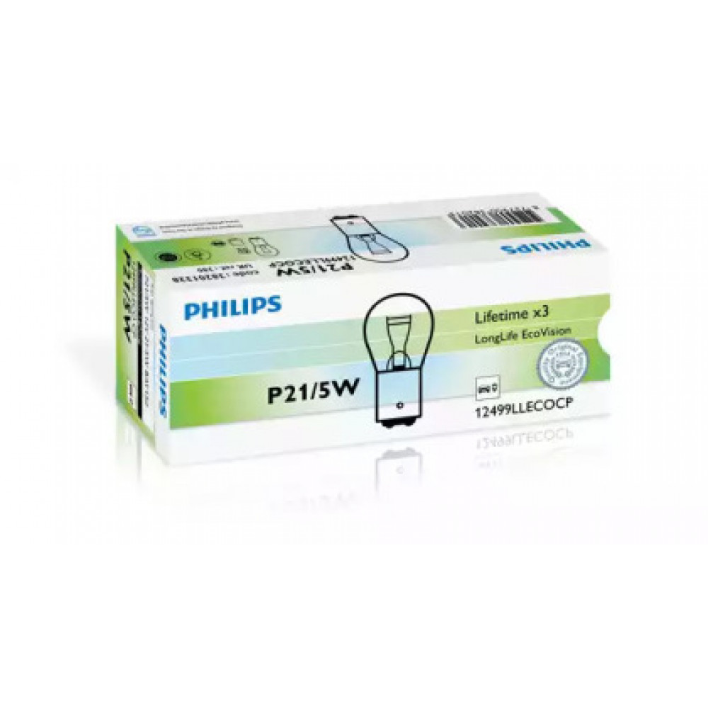 Лампа накаливания P21/5W12V 21/5W BAY15d  LongerLife EcoVision (пр-во Philips)