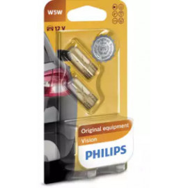 Лампа накаливания W5W12V 5W W 2,1X9,5d (blister 2шт) (пр-во Philips)