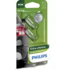 Лампа накаливания W5W 12V 5W W2,1X9,5d  LongerLife EcoVision 2шт blister (пр-во Philips)