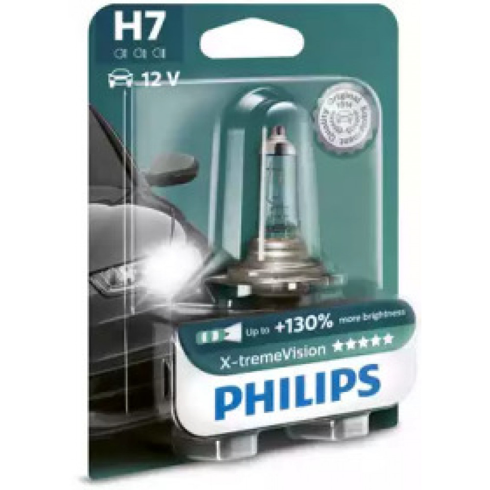 Лампа накаливания H7 X-treme VISION 12V 55W PX26d (+130) 1шт. Blister (пр-во Philips)
