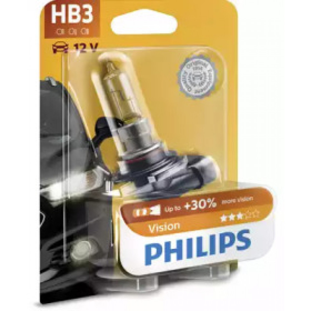 Лампа накалу HВ3 12V 50W P20d  Vision +30 1шт blister (вир-во Philips)