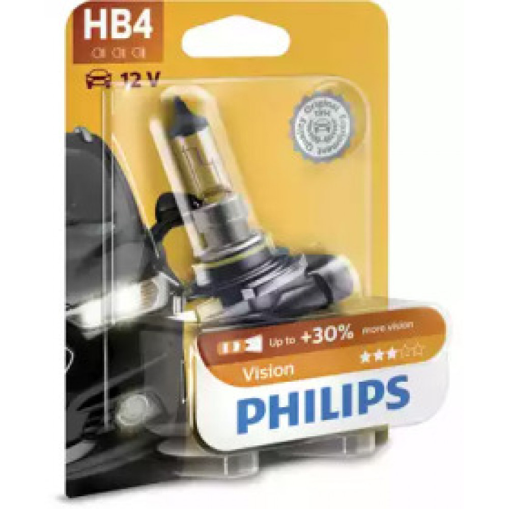Лампа накаливания HB4 12V 55W P22d Vision +30 1шт blister (пр-во Philips)