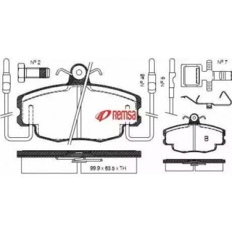 Колодка торм. диск. PEUGEOT 309, 205 передн. (пр-во REMSA)