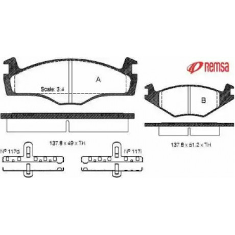 Колодка торм. диск. SEAT IBIZA II (6K1), VW GOLF II (19E, 1G1), PASSAT (32B) передн. (пр-во REMSA)