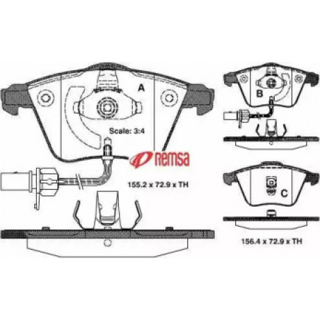 Колодка торм. диск. AUDI A6 (4B, C5, 4F2), ALLROAD (4BH) передн. (пр-во REMSA)