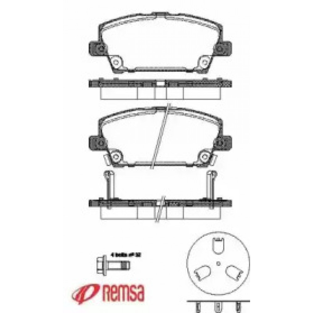 Колодка торм. диск. HONDA CIVIC, передн. (пр-во REMSA)