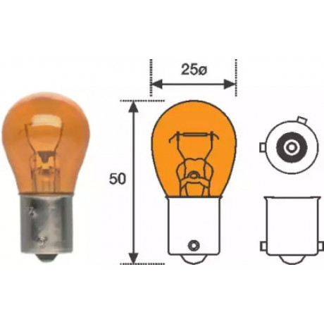 Лампа накаливания PY21W 12V 21W BAU15s (пр-во Magneti Marelli)