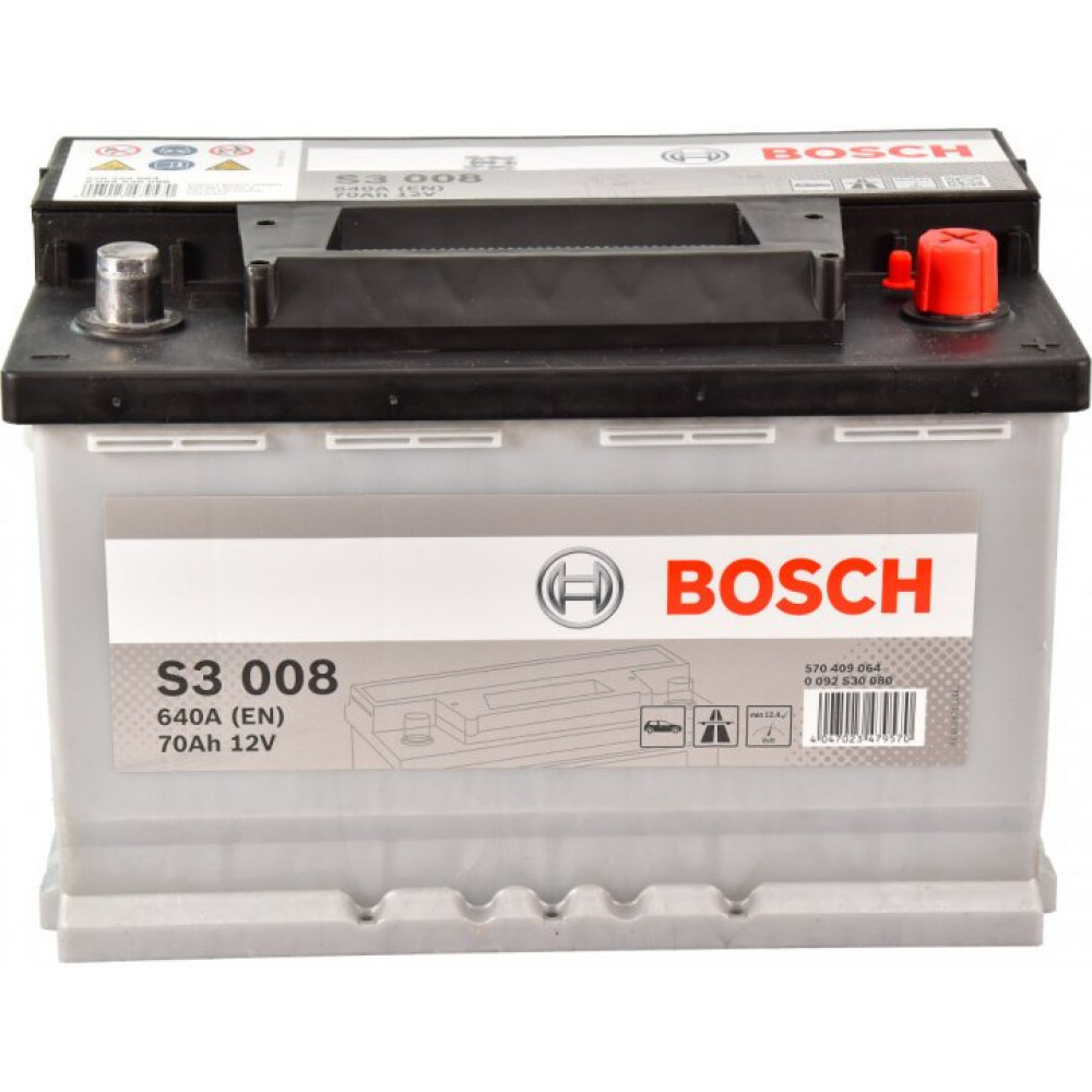 Аккумулятор 70Ah-12v BOSCH (S3008) (278x175x190),R,EN640