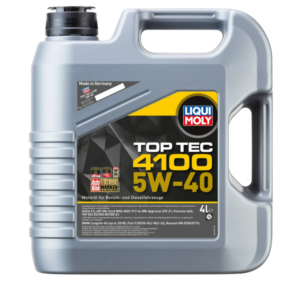 Мастило моторн. Liqui Moly TOP TEC 4100 5W-40 API SN/CF; ACEA A3/B4/C3 (Канистра 4л)